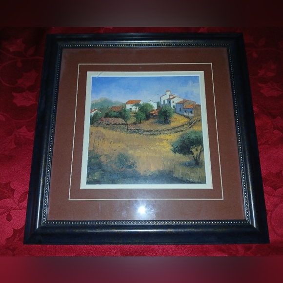 jill mcgannon Other - Jill McGannon Landscape Village Print • Framed & Matted Wall Art • Rustic